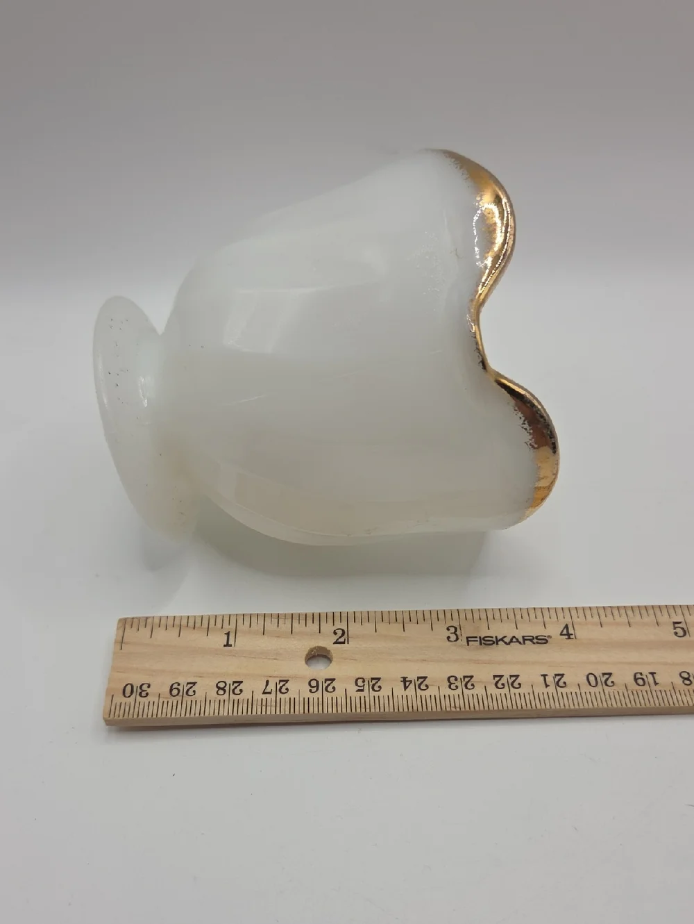 Fire King Milk Glass Creamer Gold Trim